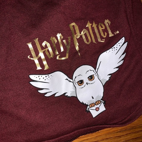 Kids Harry Potter sweat shorts size 14 burgundy H&M X WB hogwarts unisex girls - Picture 3 of 6